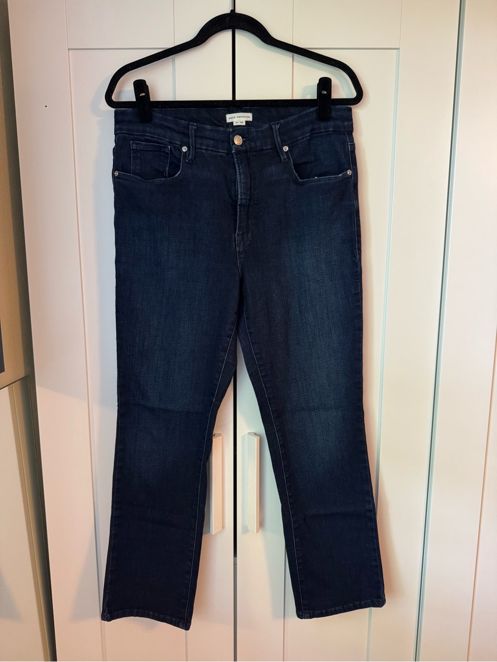 Good American Good Legs Straight Leg Jeans, dark wash